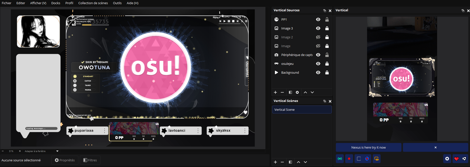 Aitum Vertical stream layout in OBS